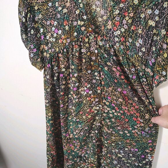 Anthropologie Akemi & Kin XS Floral Midi Dress Boho Semi Sheer Flowy Cottagecore - Picture 5 of 11